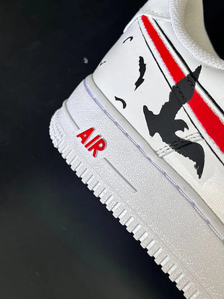 Custom Air Force 1 White With Red Clouds And Black Birds