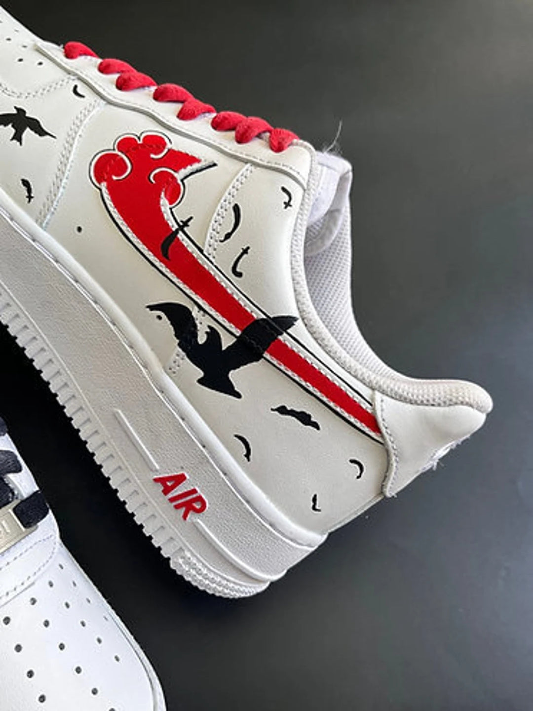 Custom Air Force 1 White With Red Clouds And Black Birds