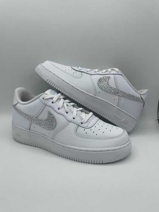 Custom Air Force 1 White With Rhinestones And Heart Patterns
