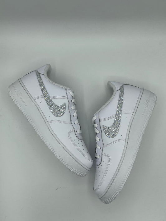 Custom Air Force 1 White With Rhinestones And Heart Patterns