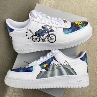 Custom Air Force 1 White With Space And Mountain Patterns