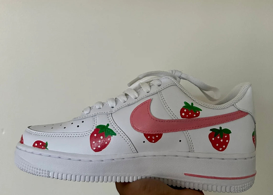 Custom Air Force 1 White With Strawberry Design