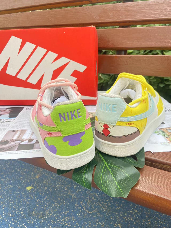 Custom Air Force 1 Yellow and Baby Pink With Butterflies and Floral Patterns