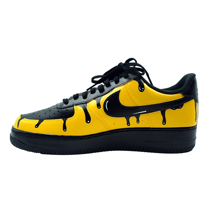 Custom Air Force 1 Yellow Black Drip Pattern Lamborghini Logo