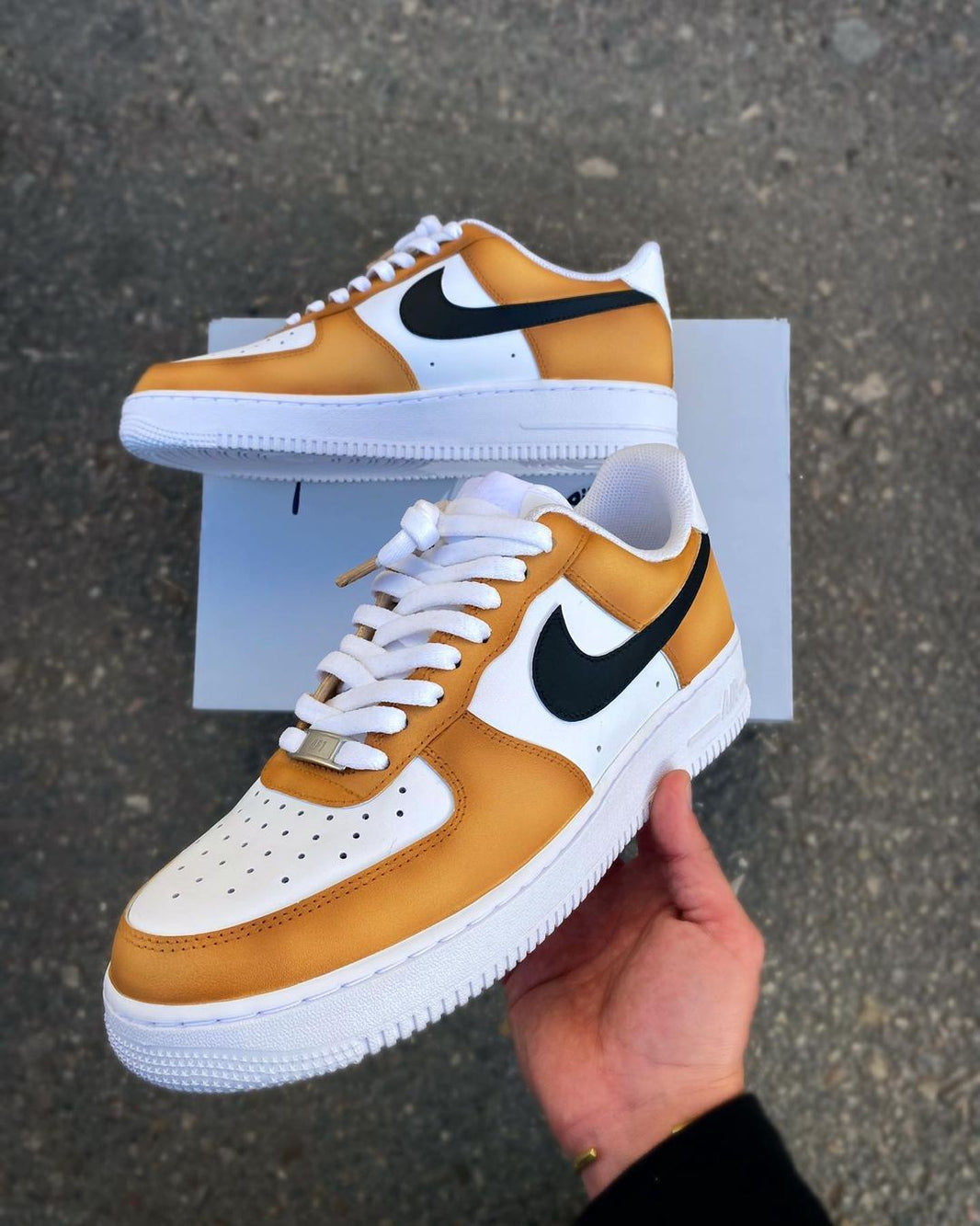 Custom Air Force 1 Yellow White Black Swoosh