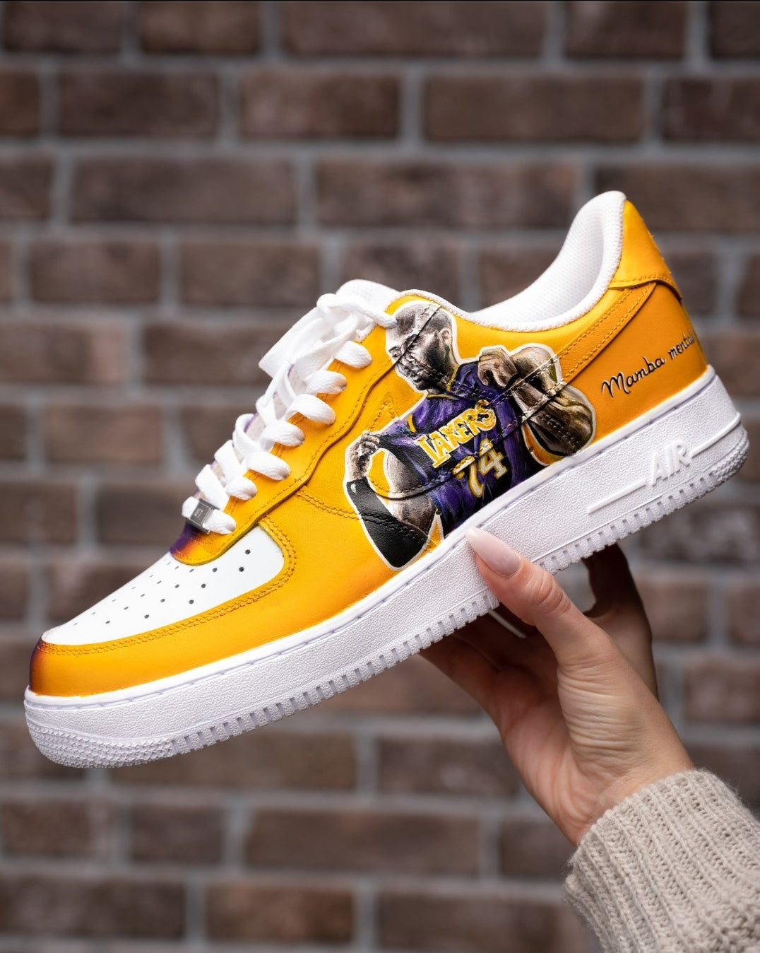Custom Air Force 1 Yellow White Lakers And Kobe Bryant Design