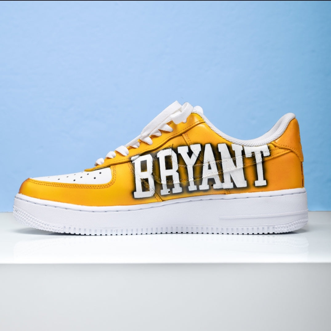 Custom Air Force 1 Yellow White Lakers And Kobe Bryant Design