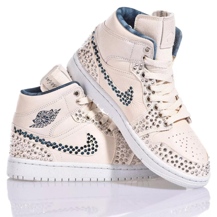 Custom Air Jordan 1 Beige With Rhinestones