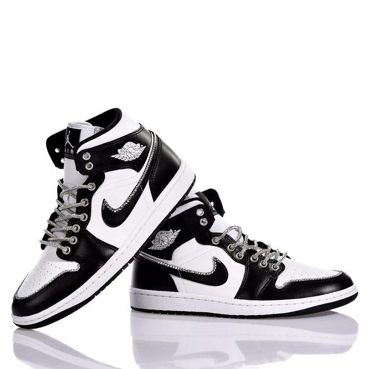 Custom Air Jordan 1 Black and White With Rhinestones