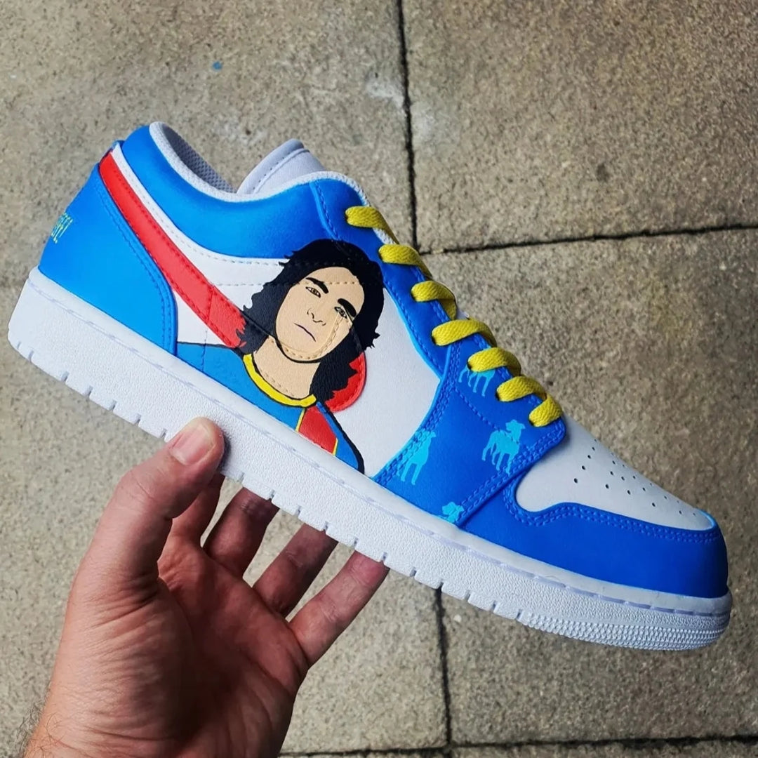 Custom Air Jordan 1 Blue With Portrait Design