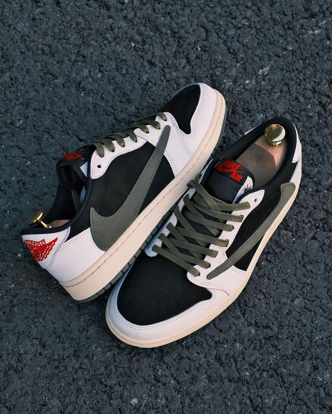 Custom Air Jordan 1 Travis Scott Black White And Olive Green