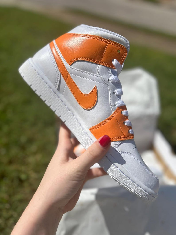 Custom Air Jordan 1 White And Orange Butterflies