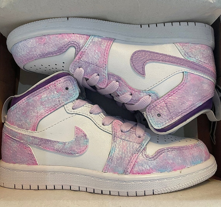Custom Air Jordan 1 White Baby Pink Purple Tie Dye