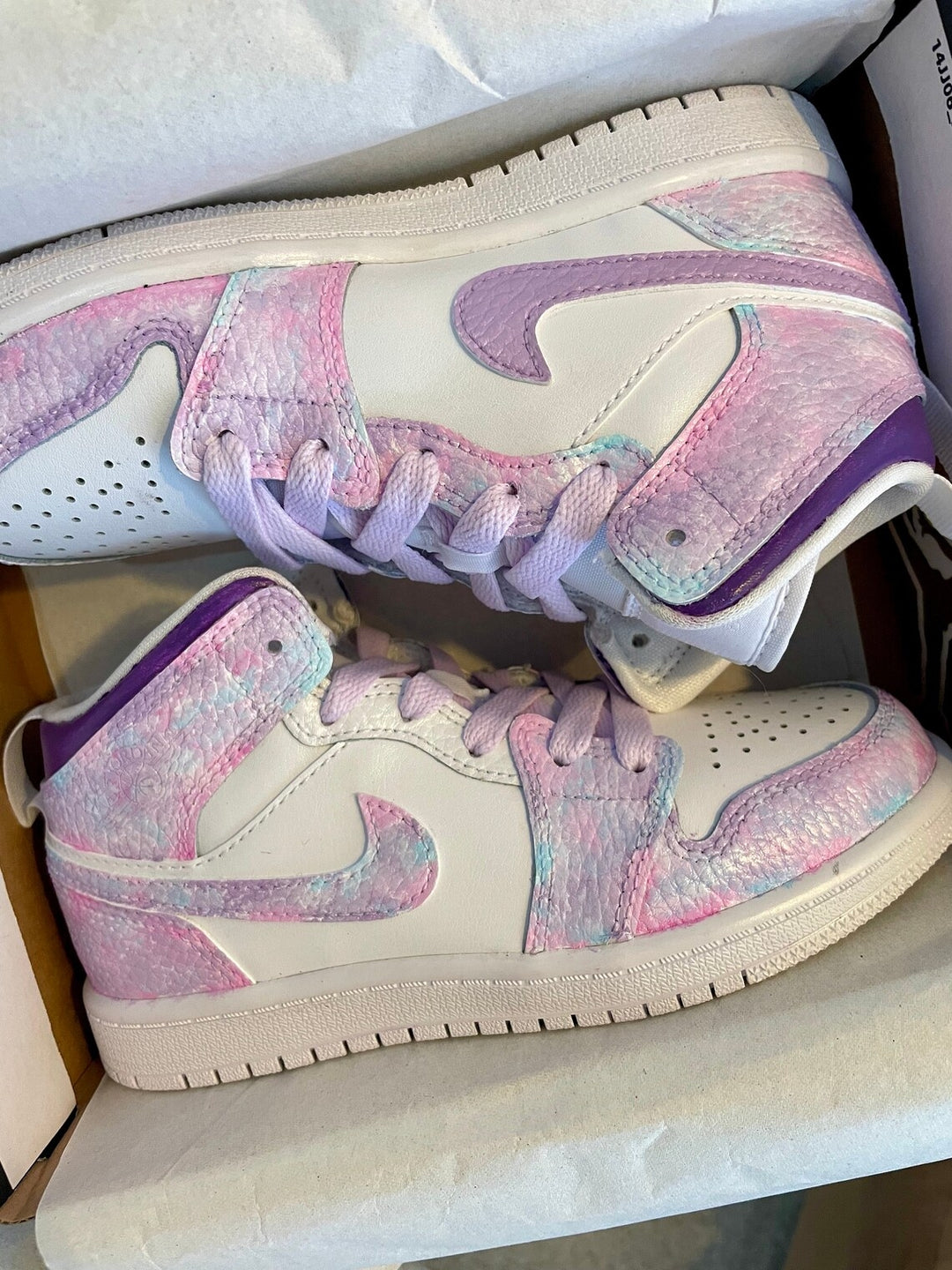 Custom Air Jordan 1 White Baby Pink Purple Tie Dye