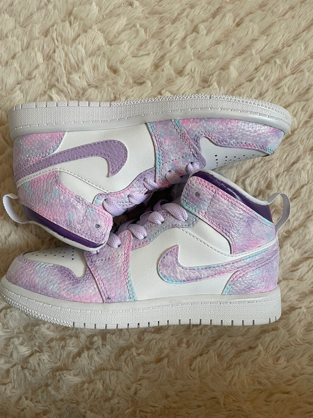 Custom Air Jordan 1 White Baby Pink Purple Tie Dye