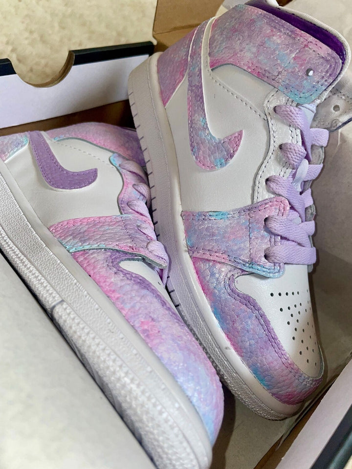 Custom Air Jordan 1 White Baby Pink Purple Tie Dye