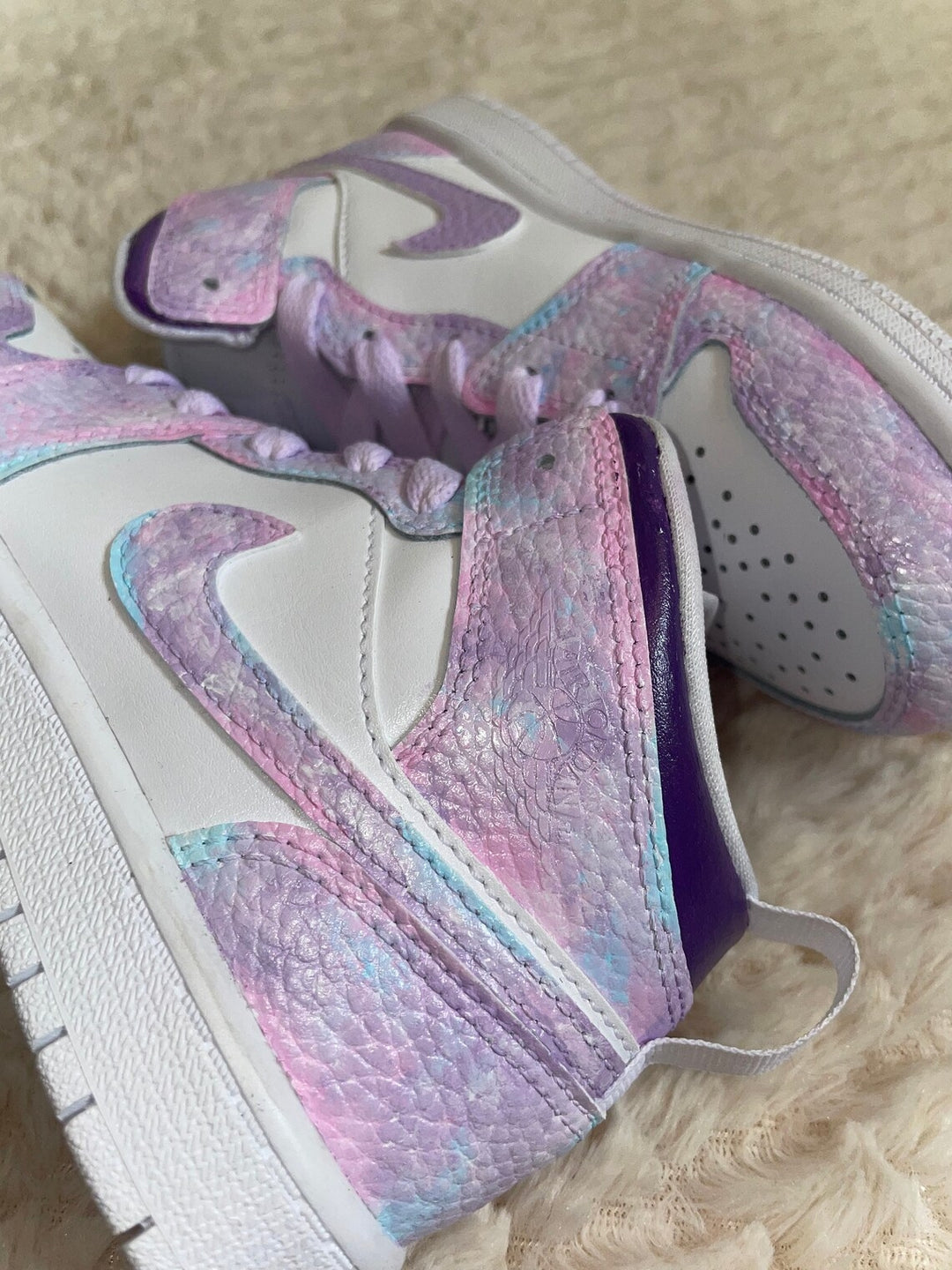 Custom Air Jordan 1 White Baby Pink Purple Tie Dye