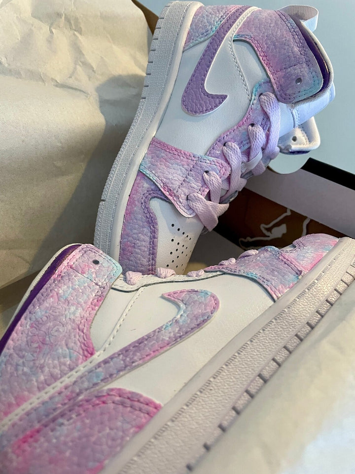 Custom Air Jordan 1 White Baby Pink Purple Tie Dye