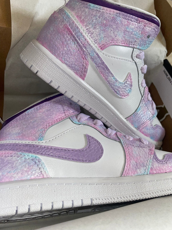 Custom Air Jordan 1 White Baby Pink Purple Tie Dye