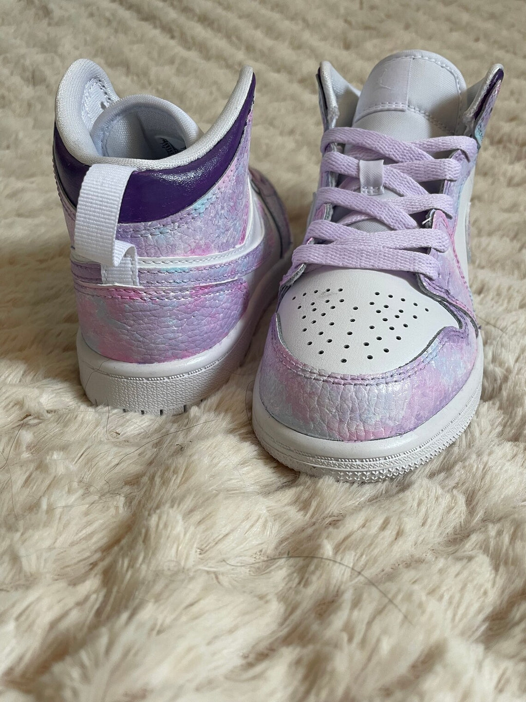Custom Air Jordan 1 White Baby Pink Purple Tie Dye