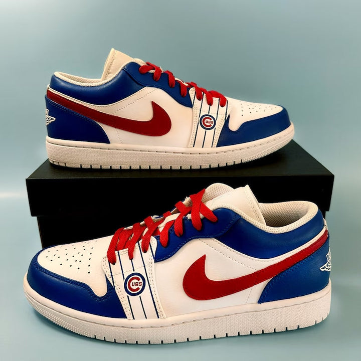Custom Air Jordan 1 White Blue Red Cubs Theme