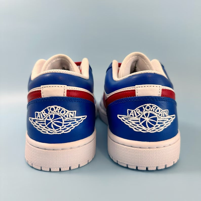 Custom Air Jordan 1 White Blue Red Cubs Theme