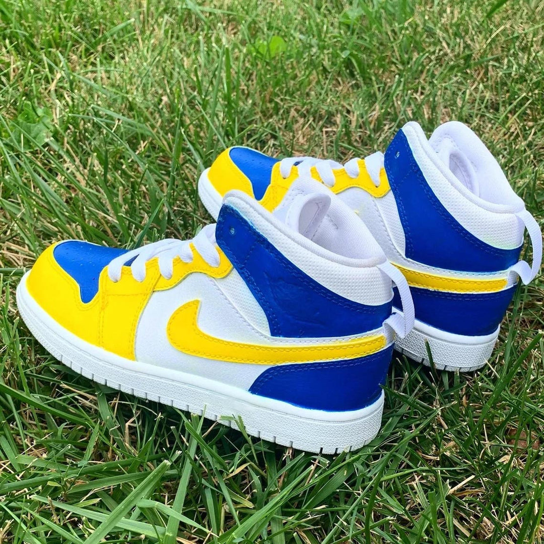 Custom Air Jordan 1 White Blue Yellow