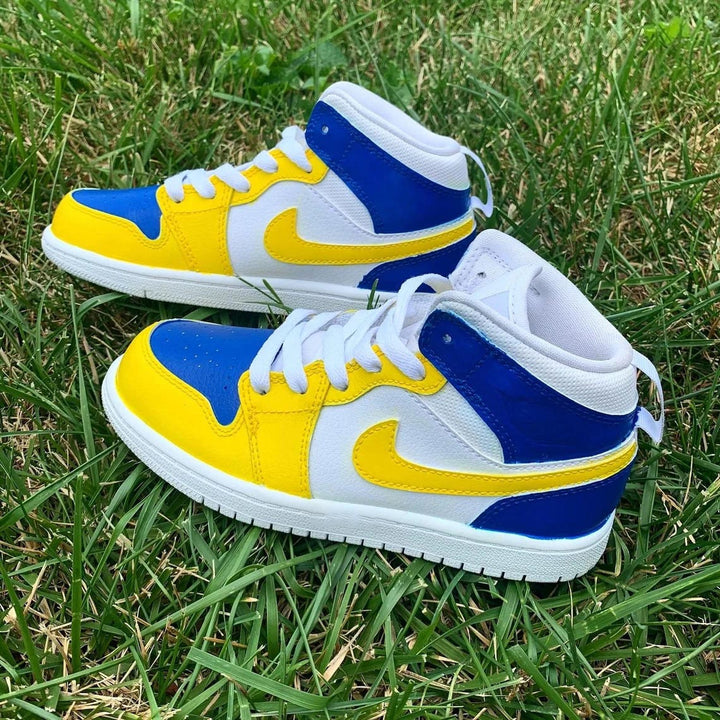 Custom Air Jordan 1 White Blue Yellow