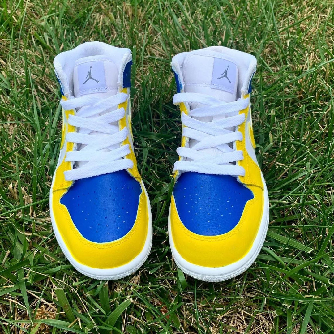Custom Air Jordan 1 White Blue Yellow