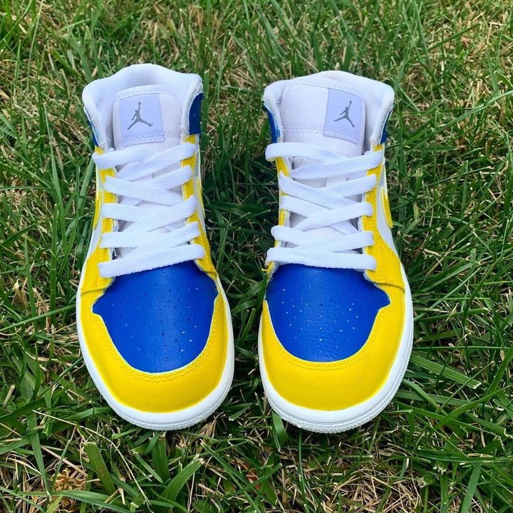 Custom Air Jordan 1 White Blue Yellow