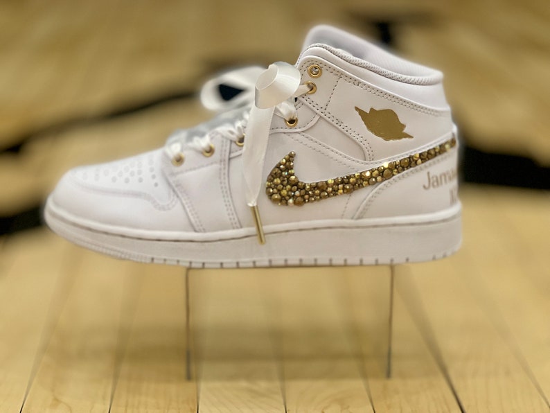 Custom Air Jordan 1 White With Gold Glitter