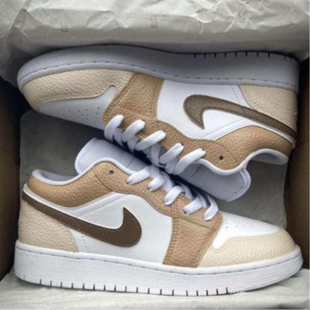 Beige Low Custom Air Jordan 1