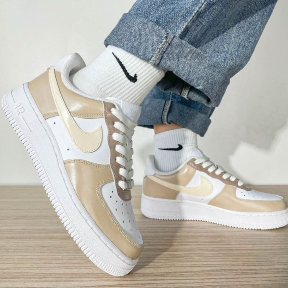 Beige Brown Smooth Custom Air Force 1
