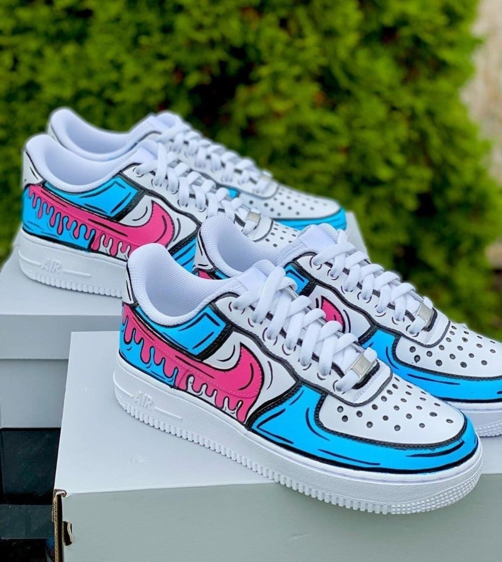 Blue Pink Drip Custom Air Force 1