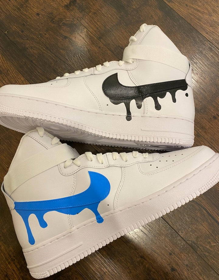 Blue Black Drip Custom Air Force 1 High