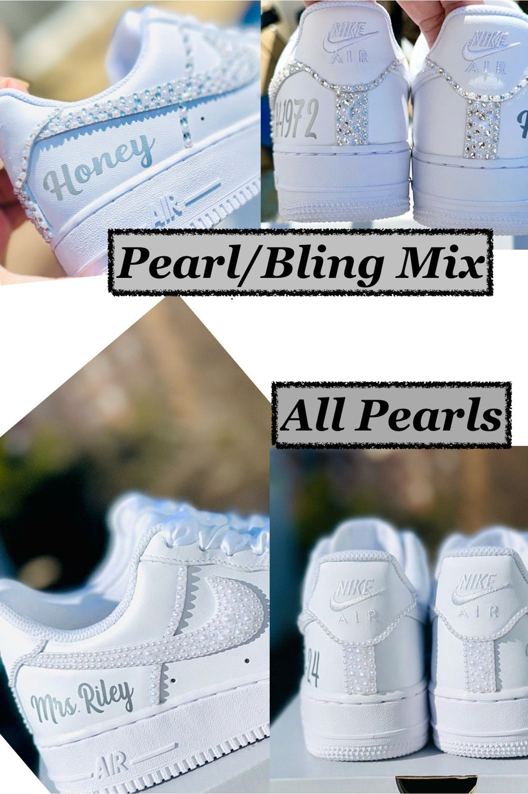 Pearl Diamond Wedding Shoes Custom Air Force 1