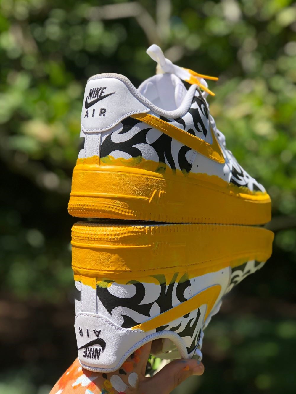Yellow Black White Tiger Stripes Custom Air Force 1