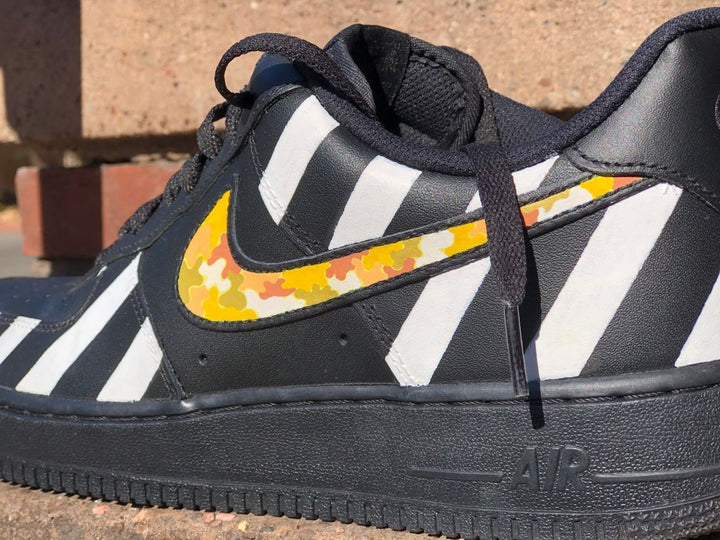 Black White Stripes Blue Yellow Custom Air Force 1