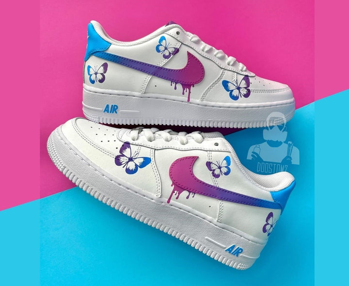 Blue Purple Gradient Butterfly Drip Custom Air Force 1