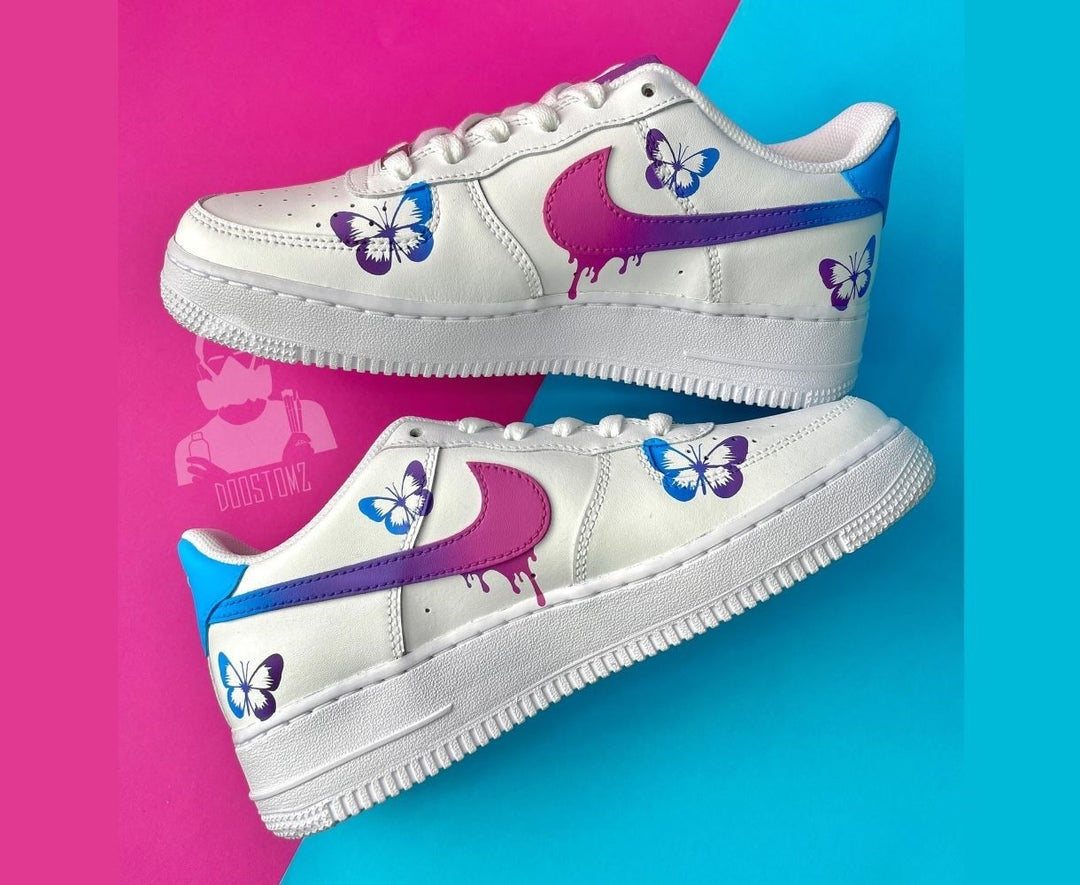 Blue Purple Gradient Butterfly Drip Custom Air Force 1