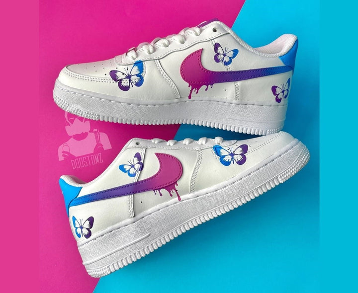 Blue Purple Gradient Butterfly Drip Custom Air Force 1