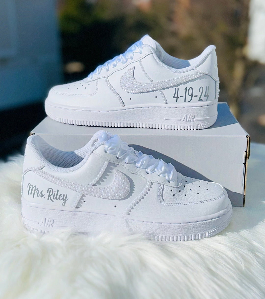 Pearl Diamond Wedding Shoes Custom Air Force 1