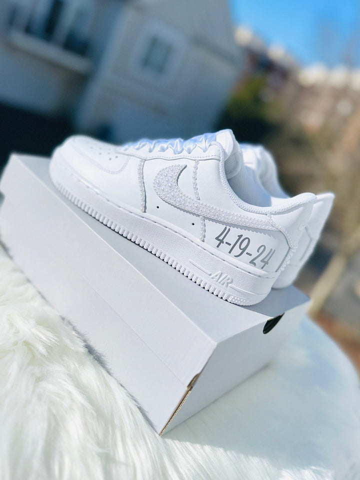 Pearl Diamond Wedding Shoes Custom Air Force 1