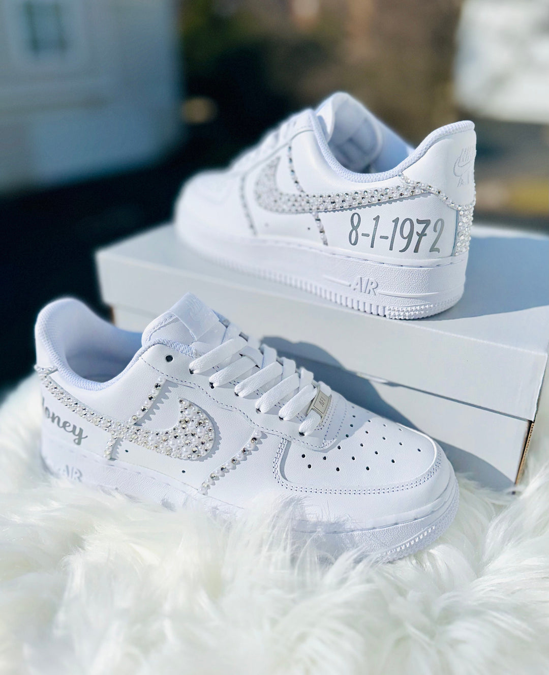 Pearl Diamond Wedding Shoes Custom Air Force 1