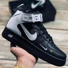 Custom Air Force 1 Black White Fonts Mid