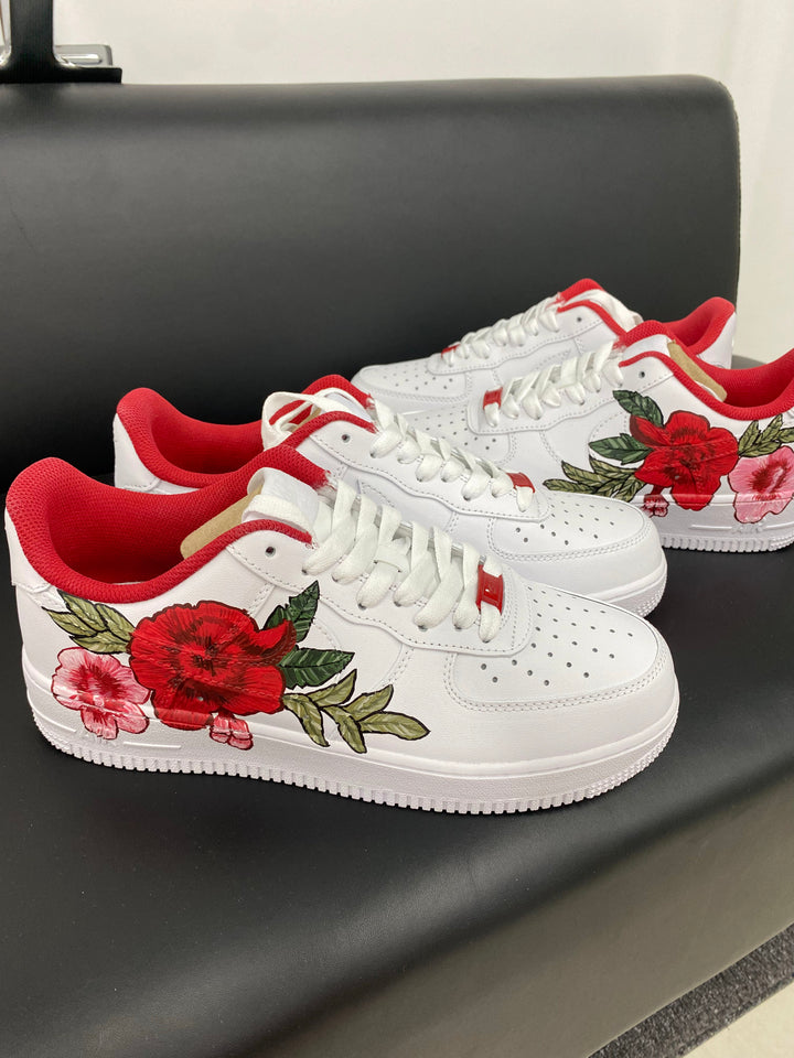Red Rose Hand Drawing Custom Air Force 1