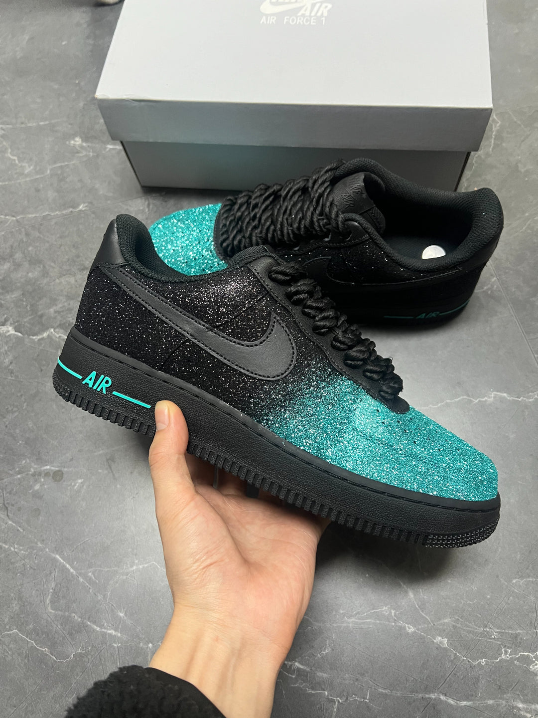 Black Green Glitter Custom Air Force 1