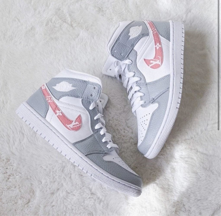 Gray Pink LV Custom Air Jordan 1
