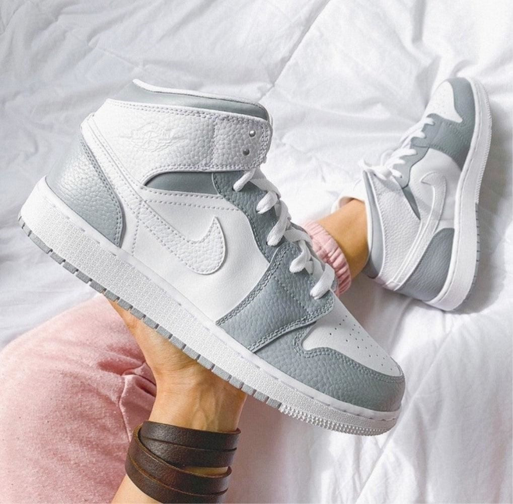 Gray White Custom Air Jordan 1