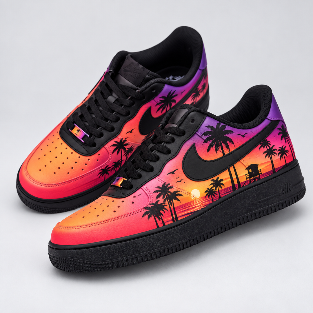 Hand Painted Tropical Sunset Custom Air Force 1 Sneakers